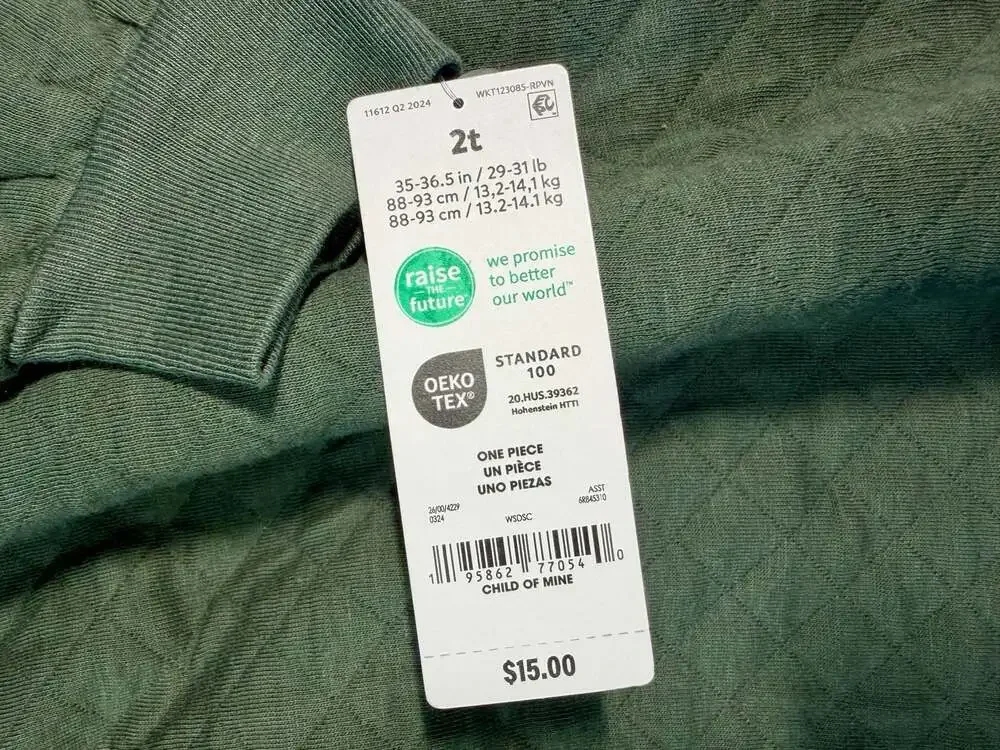 Carter's Child of Mine Toddler Girls Long Slv Quilted Dress,Olive Green,Size 2T